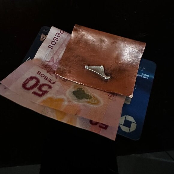 Rustic Money Clip Copper Sterling Silver 925 Gift Brutalist Southwestern Man - Picture 3 of 8